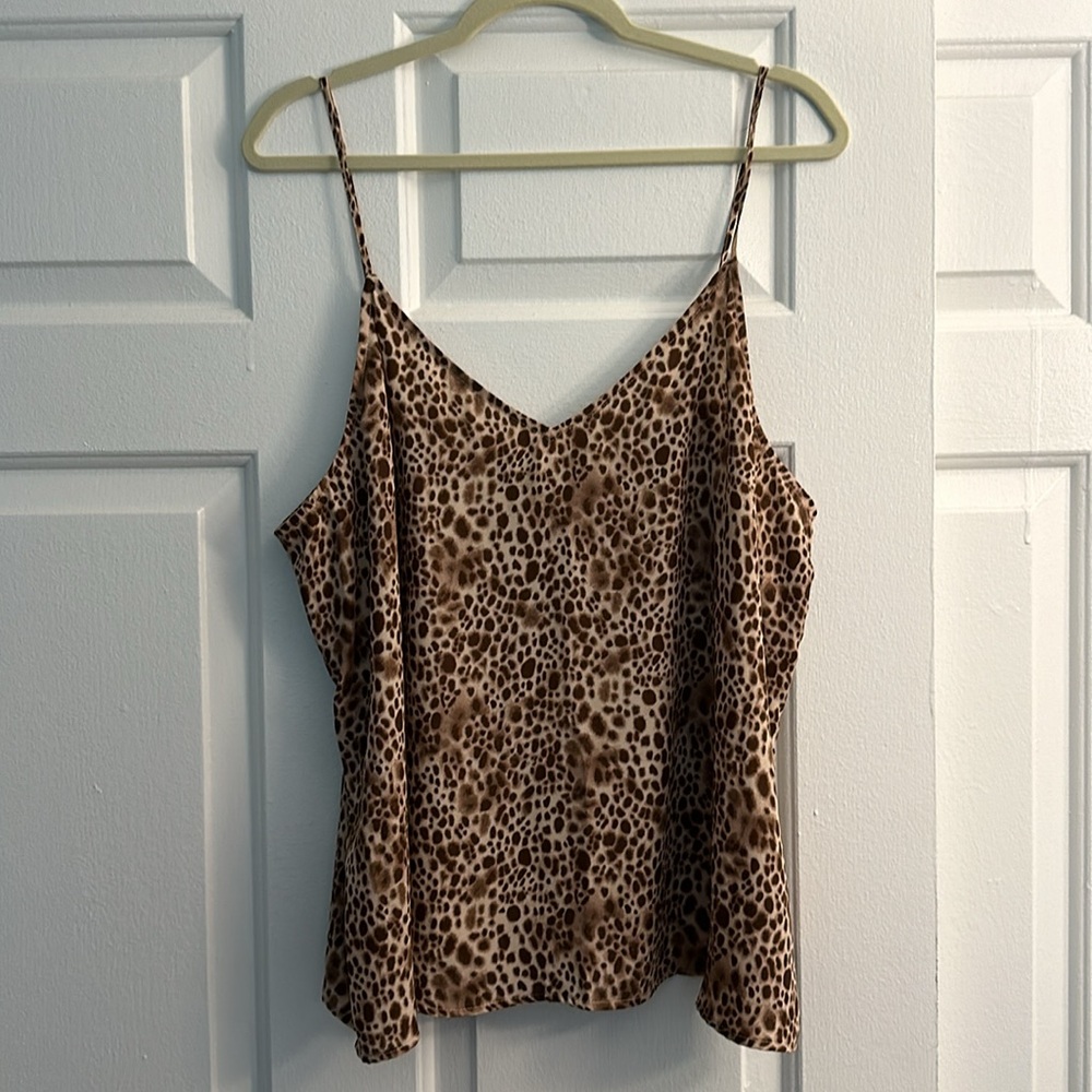 NWT A New Day Cheetah V-Neck Spaghetti Strap Blouse XXL